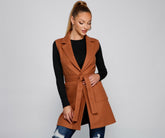 City Girl Faux Wool Trench Vest Sai Feel